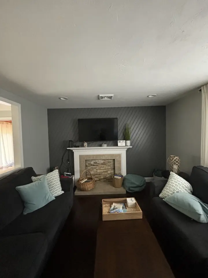Living room with dark accent wall