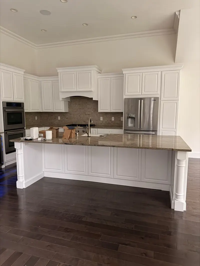 Freshly painted kitchen cabinets